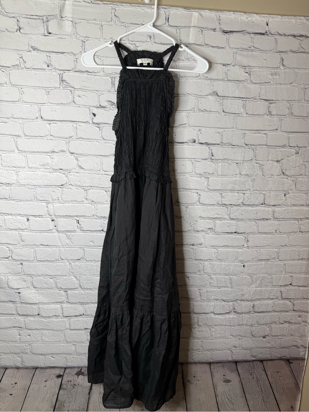 Sea Ny Black cole Sundress with Smocked Bodice XS